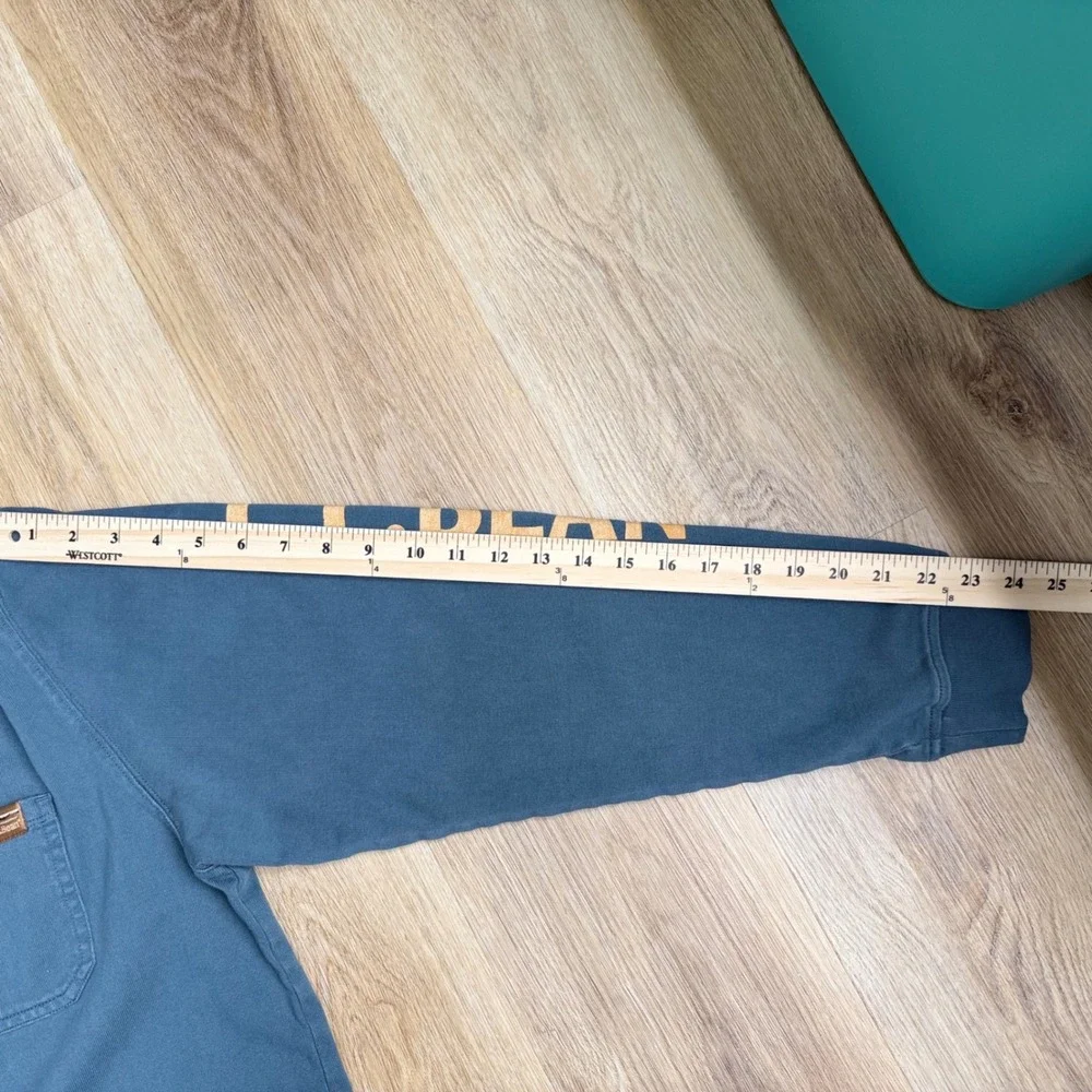 Vintage L.L. Bean Faded SteelBlue Rugged Apparel Graphic LongSleeve Tee Mens L